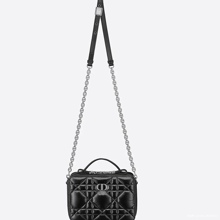Cheap Box Cannage Caro Black Bag with Calfskin Chain Dior 0708 Luxury